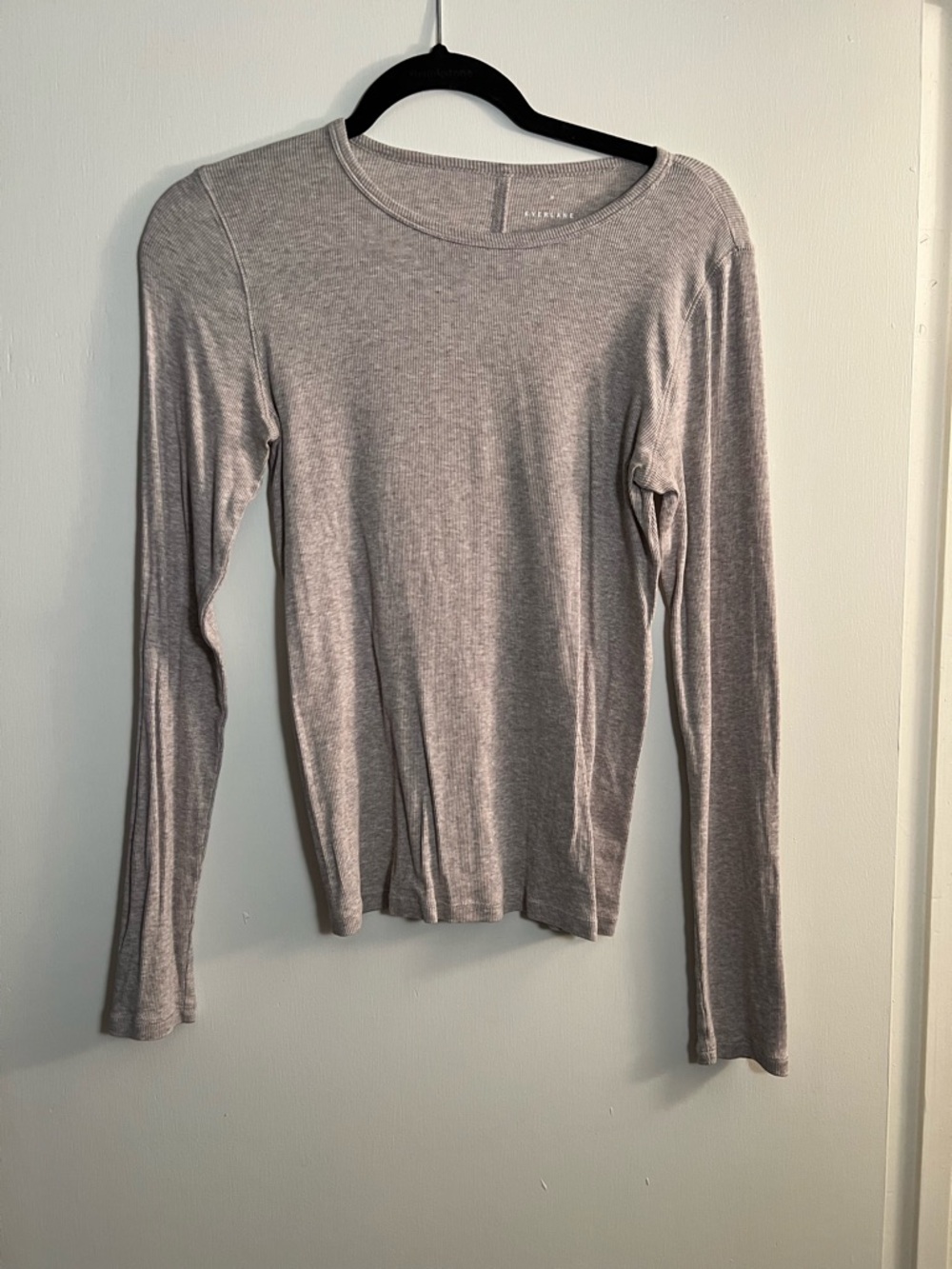 Everlane Luxe Rib Long Sleeve Crew in Light Grey